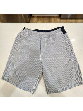 Birddogs Shorts Mens Large Blue Stripe Lined Athletic 8" Inseam Stretch Running